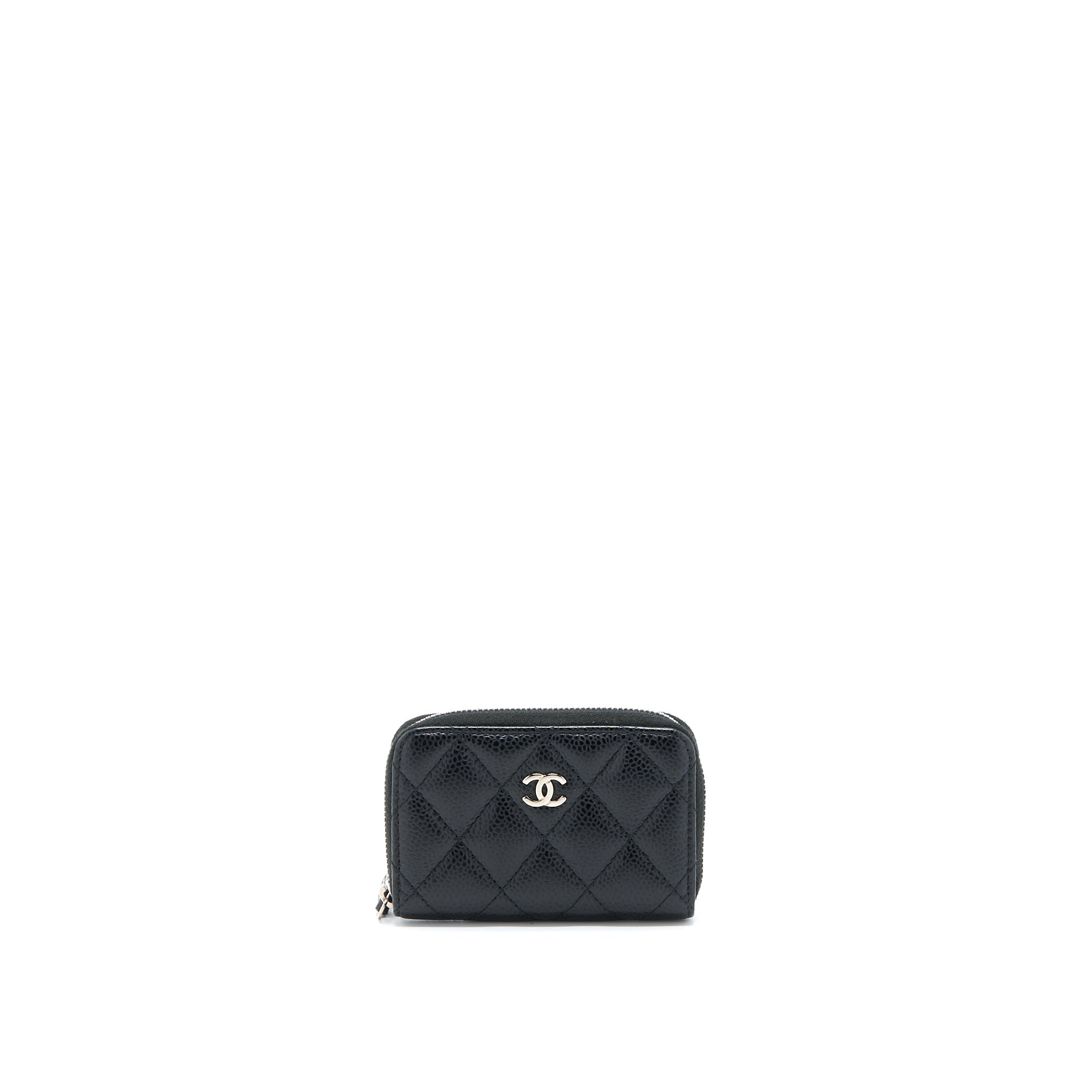 CHANEL SMALL ZIP CARD HOLDER CAVIAR BLACK SHW