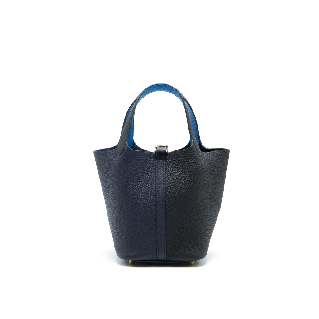 HERMES PICOTIN 18 LOCK BAG BLEU NUIT, NOIR, BLEU FRIDA