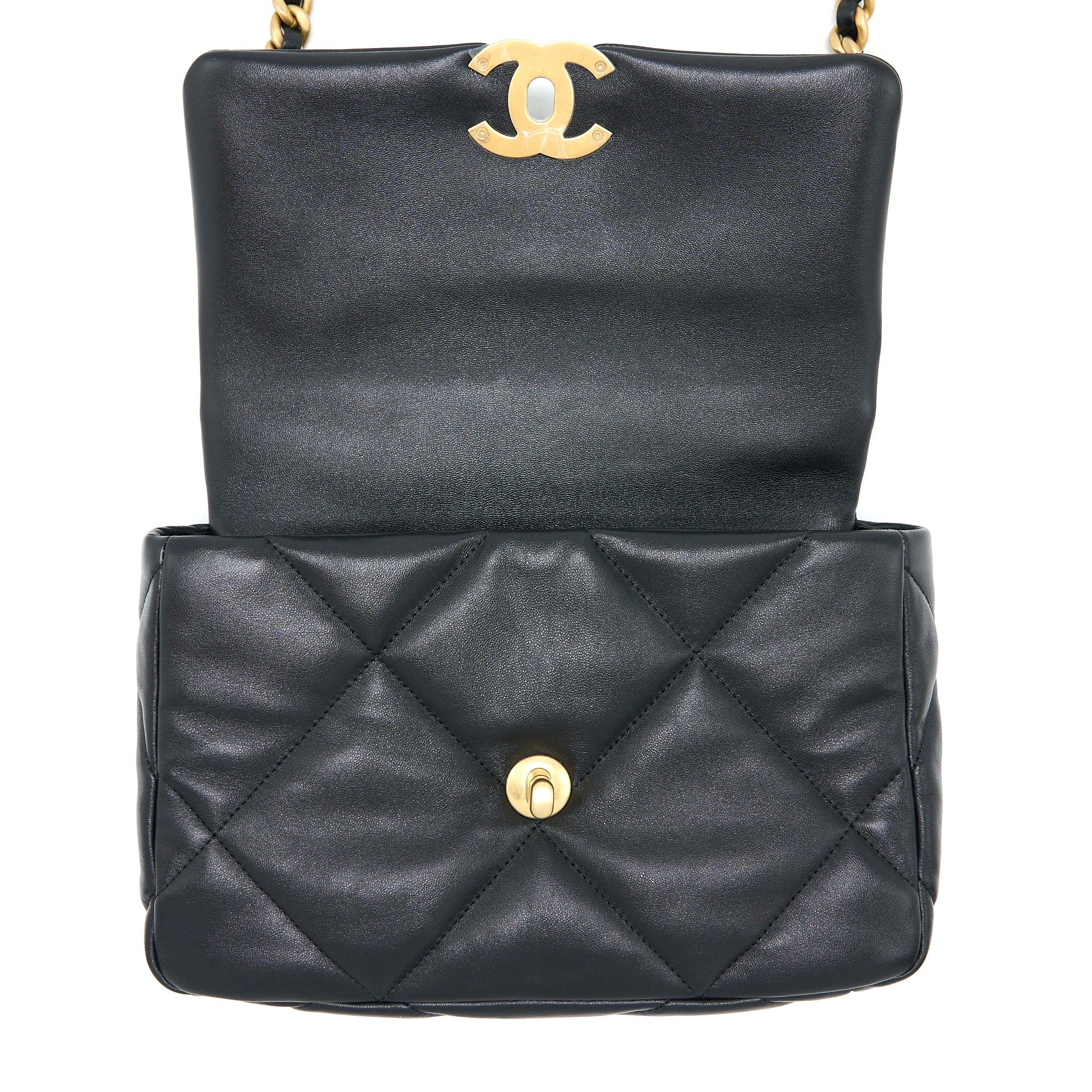 CHANEL SMALL 19 BAG LAMBSKIN BLACK MULTICOLOUR HARDWARE (MICROCHIP)