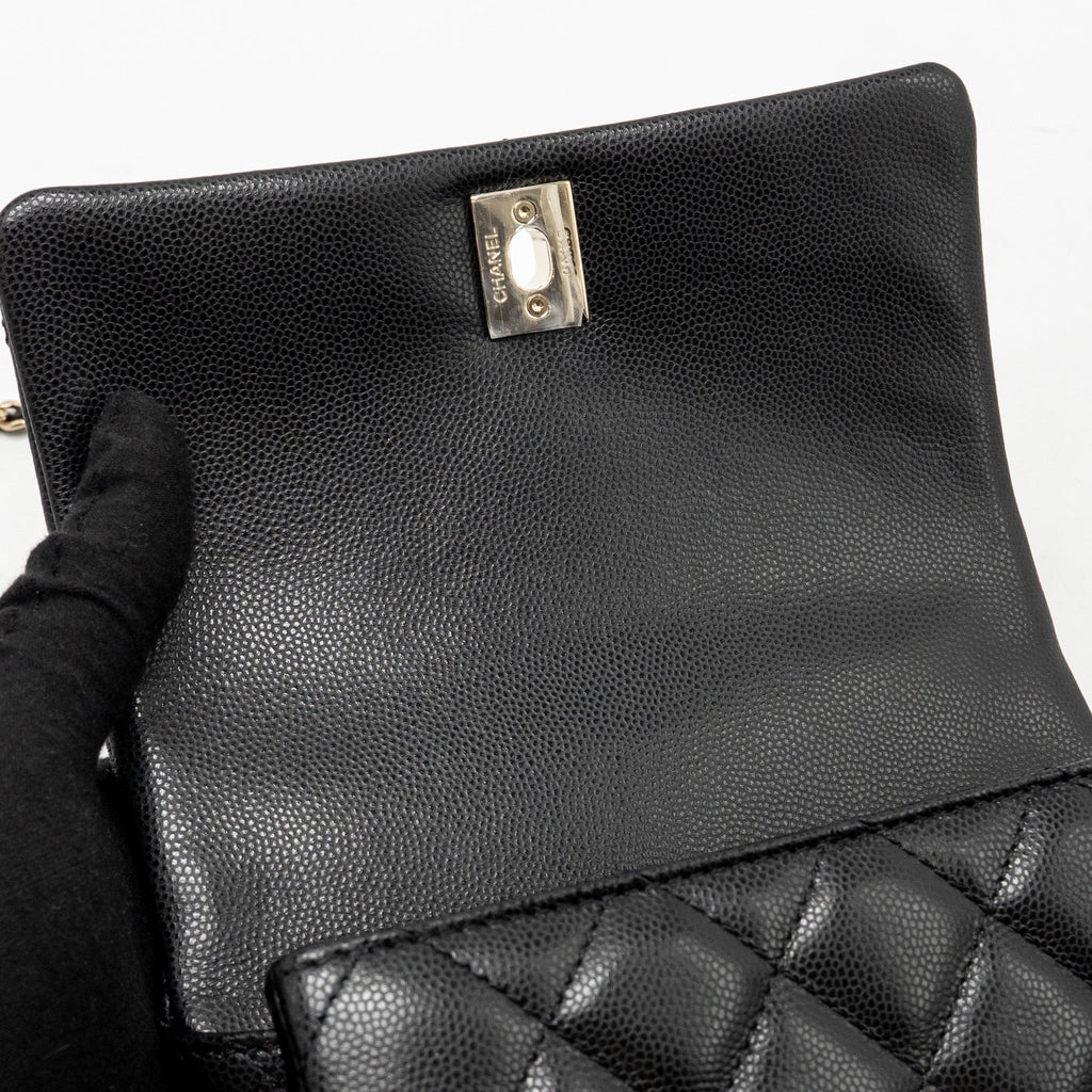 CHANEL 25S MINI COCO CRUSH HANDLE BAG CAVIAR BLACK LGHW (MICROCHIP)