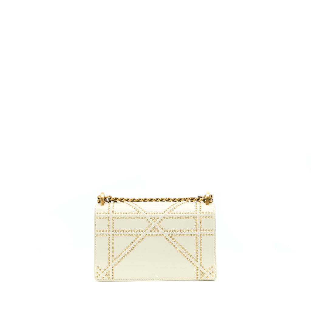 DIOR SMALL DIORAMA ROCKSTUD CROSSBODY BAG LAMBSKIN WHITE GHW
