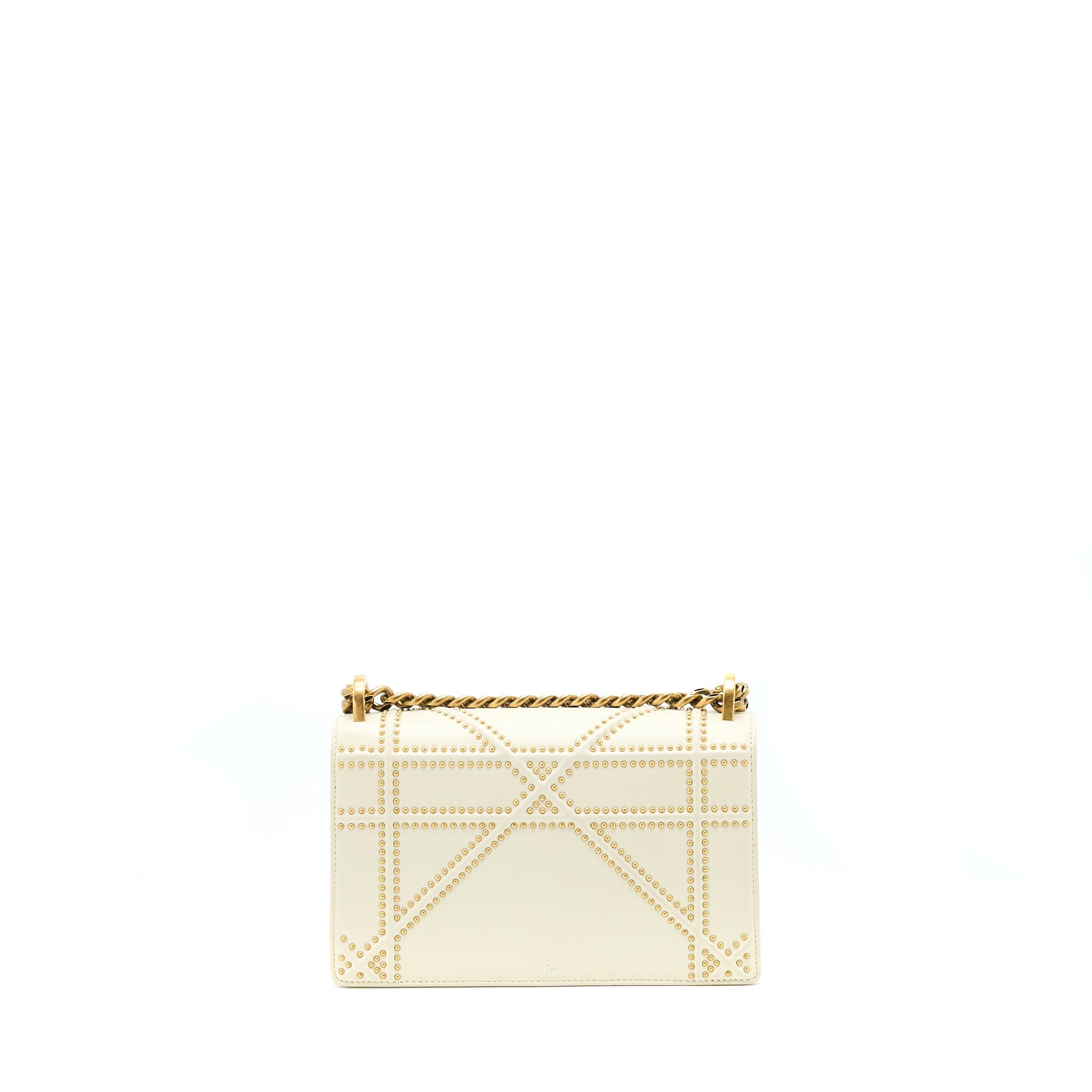 DIOR SMALL DIORAMA ROCKSTUD CROSSBODY BAG LAMBSKIN WHITE GHW