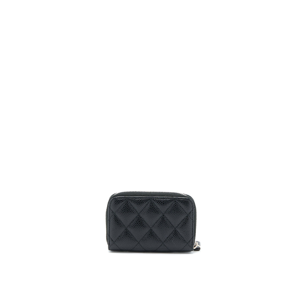 CHANEL SMALL ZIP CARD HOLDER CAVIAR BLACK SHW
