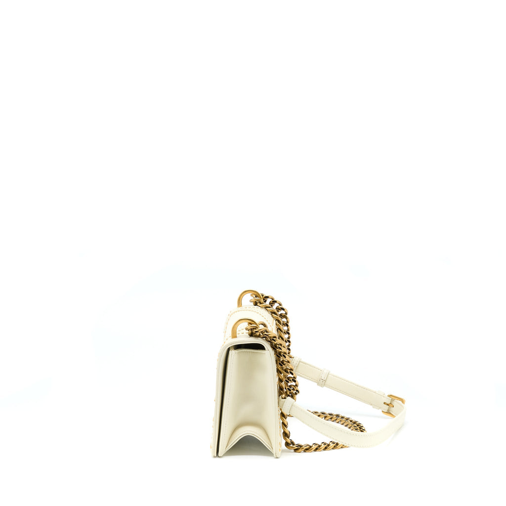 DIOR SMALL DIORAMA ROCKSTUD CROSSBODY BAG LAMBSKIN WHITE GHW
