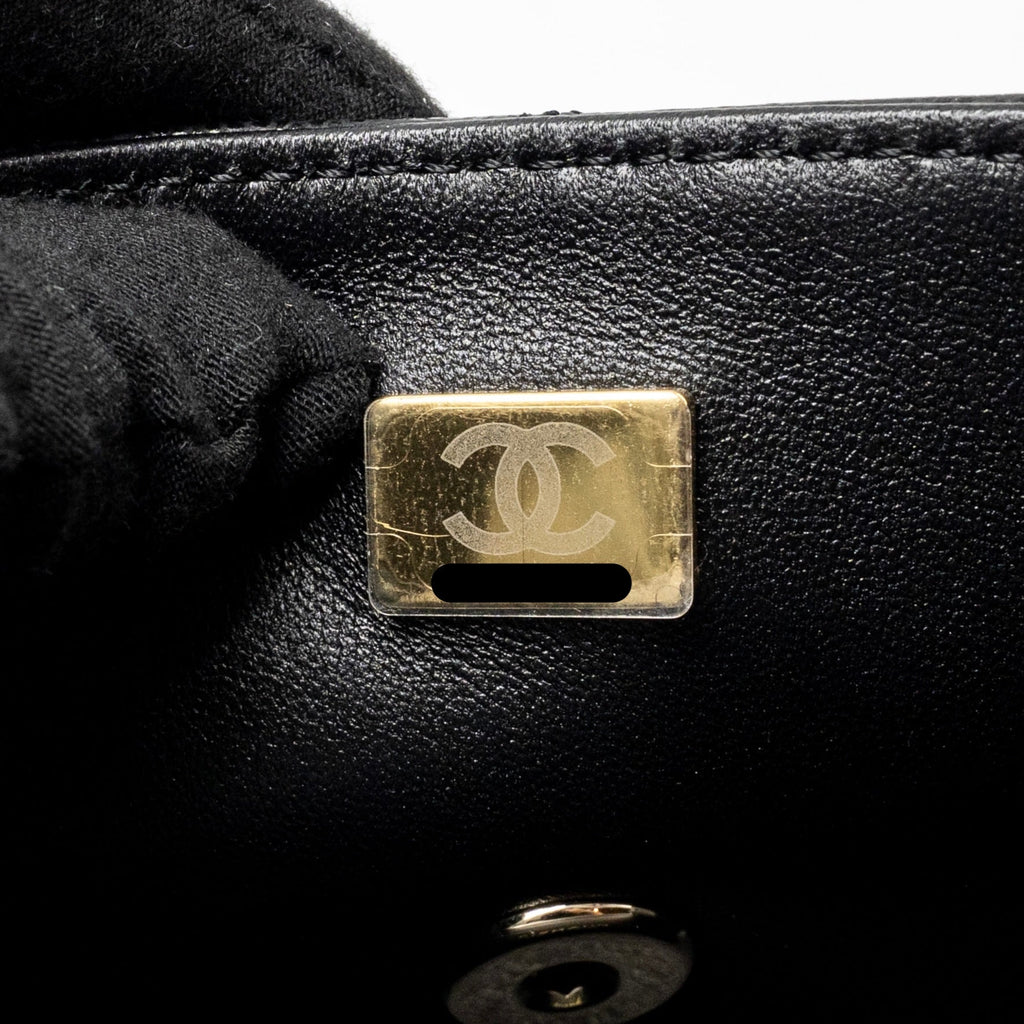CHANEL 25S MINI COCO CRUSH HANDLE BAG CAVIAR BLACK LGHW (MICROCHIP)