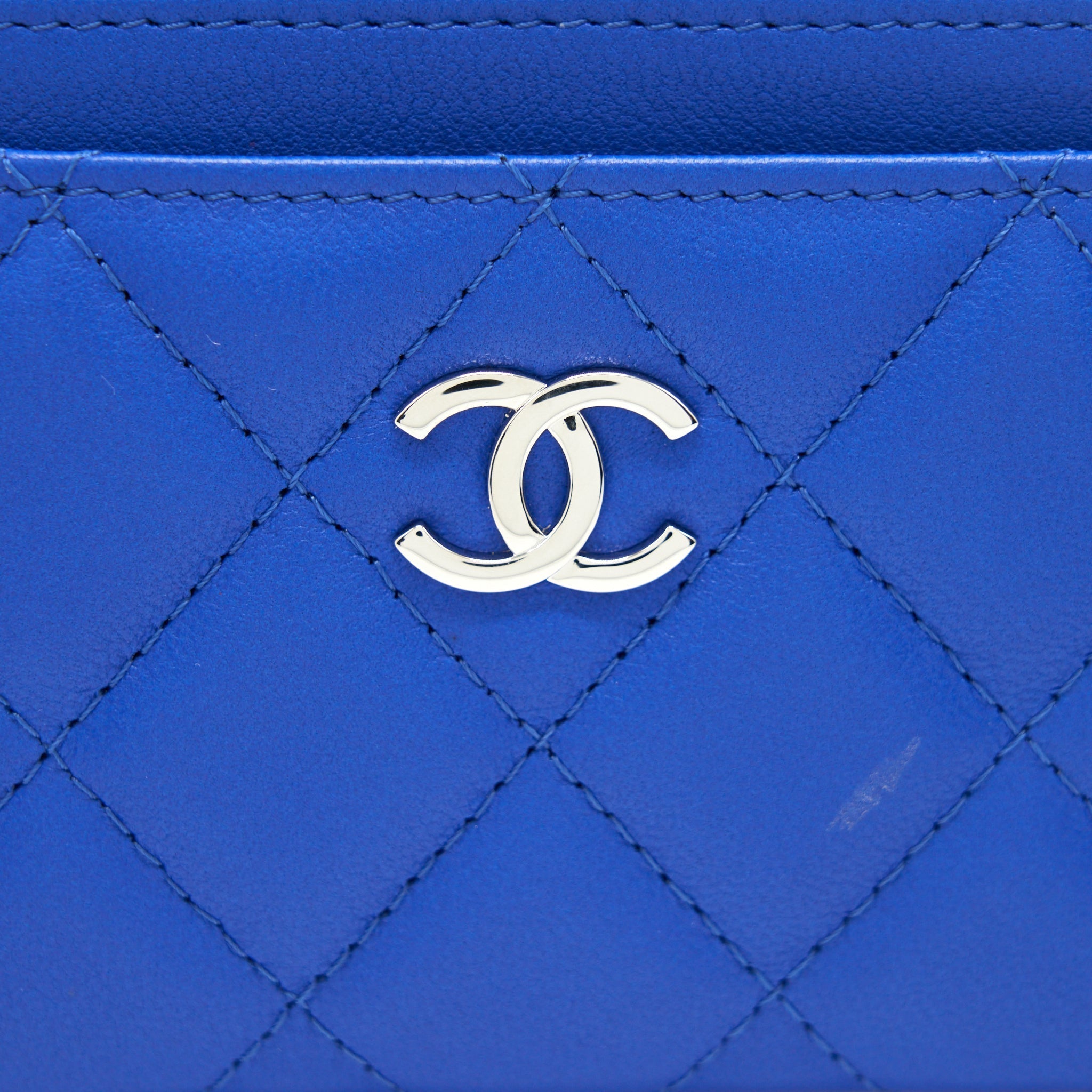 CHANEL CLASSIC CC CARD HOLDER LAMBSKIN BLUE SHW