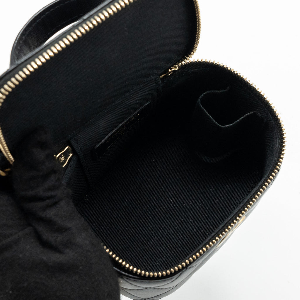 CHANEL TOP HANDLE MINI VANITY LAMBSKIN BLACK GHW
