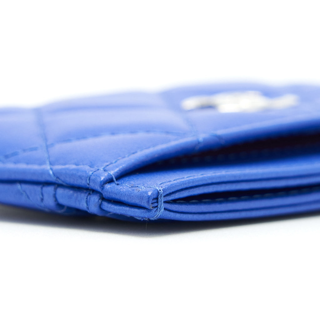 CHANEL CLASSIC CC CARD HOLDER LAMBSKIN BLUE SHW