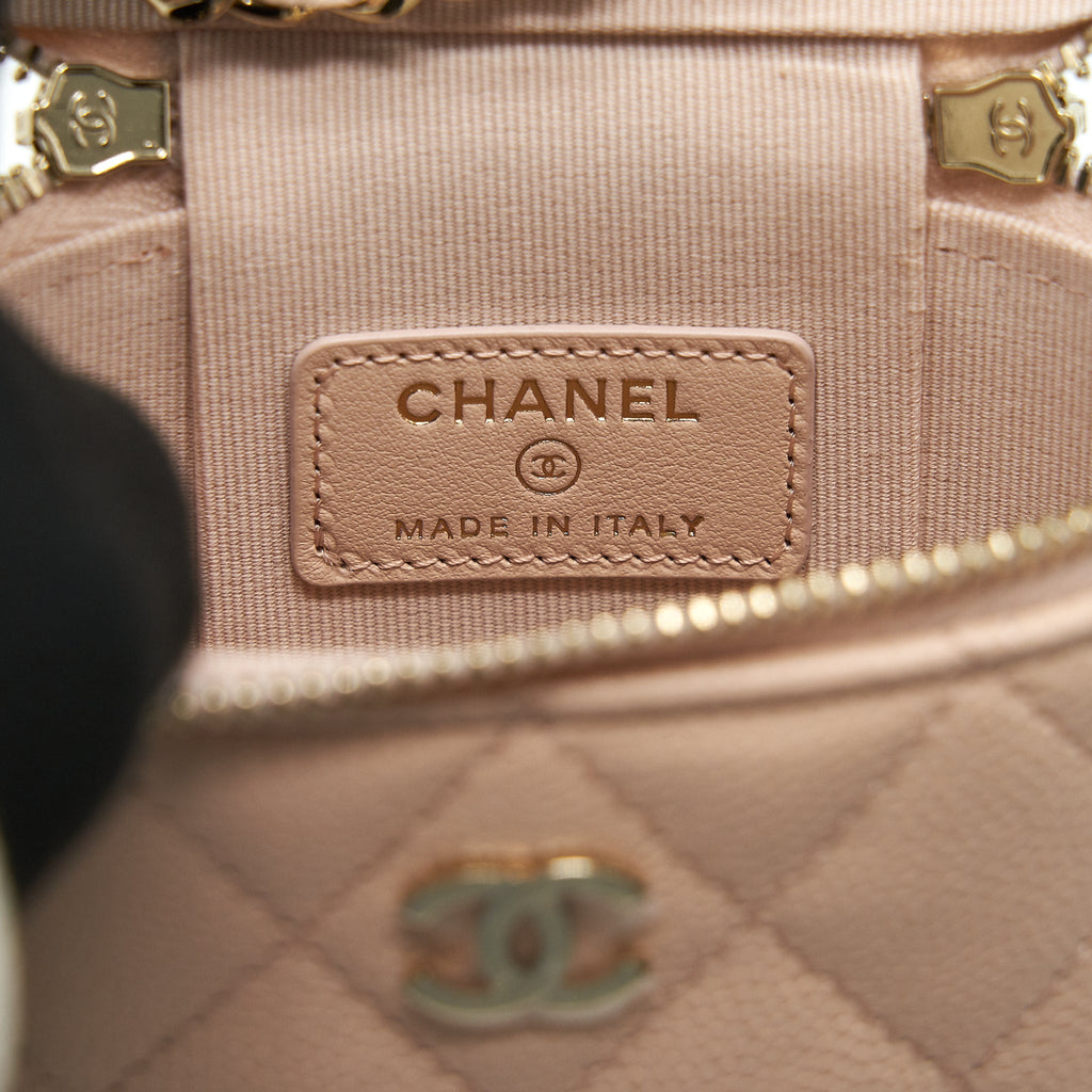 CHANEL 22C VERTICAL VANITY WITH CHAIN CAVIAR BEIGE LGHW