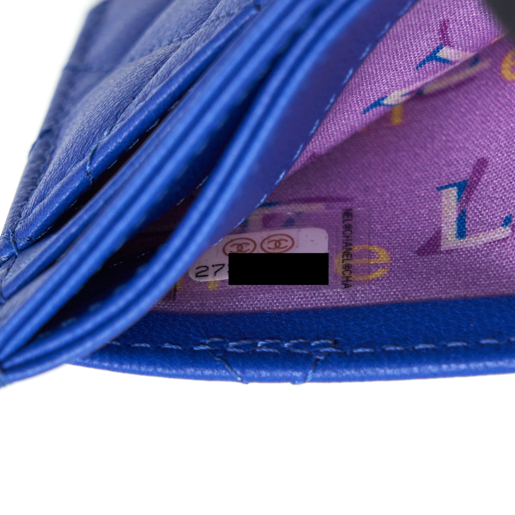 CHANEL CLASSIC CC CARD HOLDER LAMBSKIN BLUE SHW