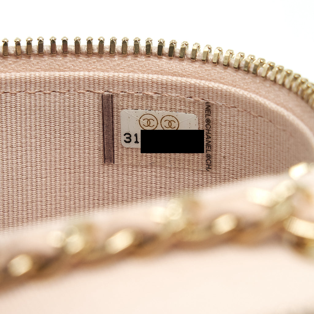CHANEL 22C LIGHT BEIGE CAVIAR VERTICAL VANITY WITH CHAIN LGHW