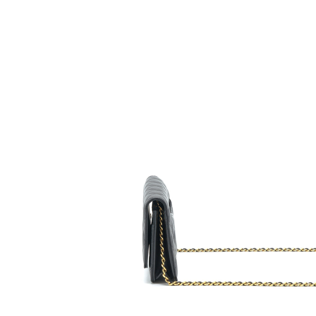 CHANEL CLASSIC WALLET ON CHAINS LAMBSKIN BLACK GHW(MICROCHIP)