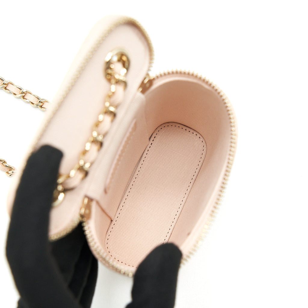 CHANEL 22C VERTICAL VANITY WITH CHAIN CAVIAR BEIGE LGHW