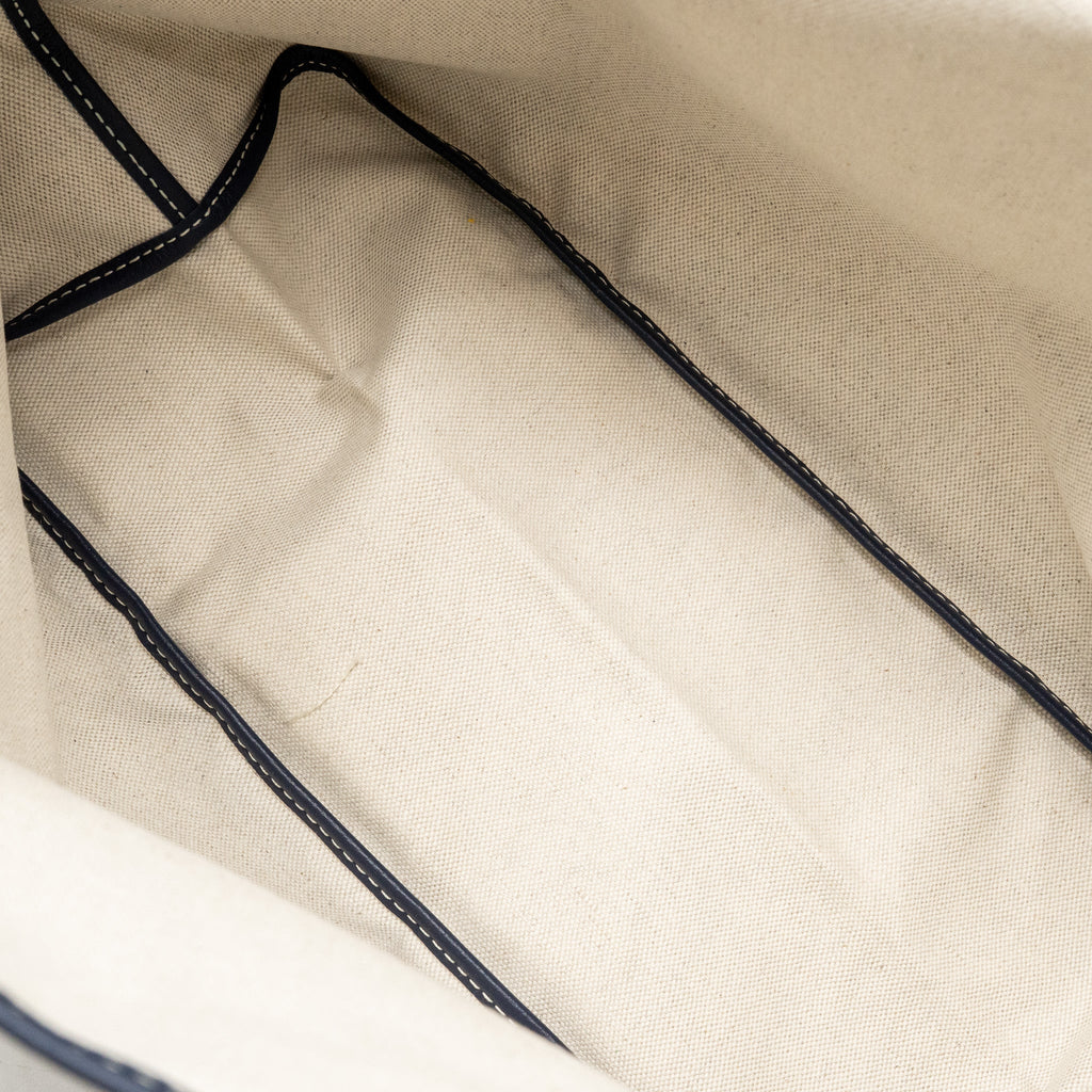 GOYARD SAINT LOUIS PM TOTE GOYARDINE CANVAS/CALFSKIN NAVY BLUE SHW