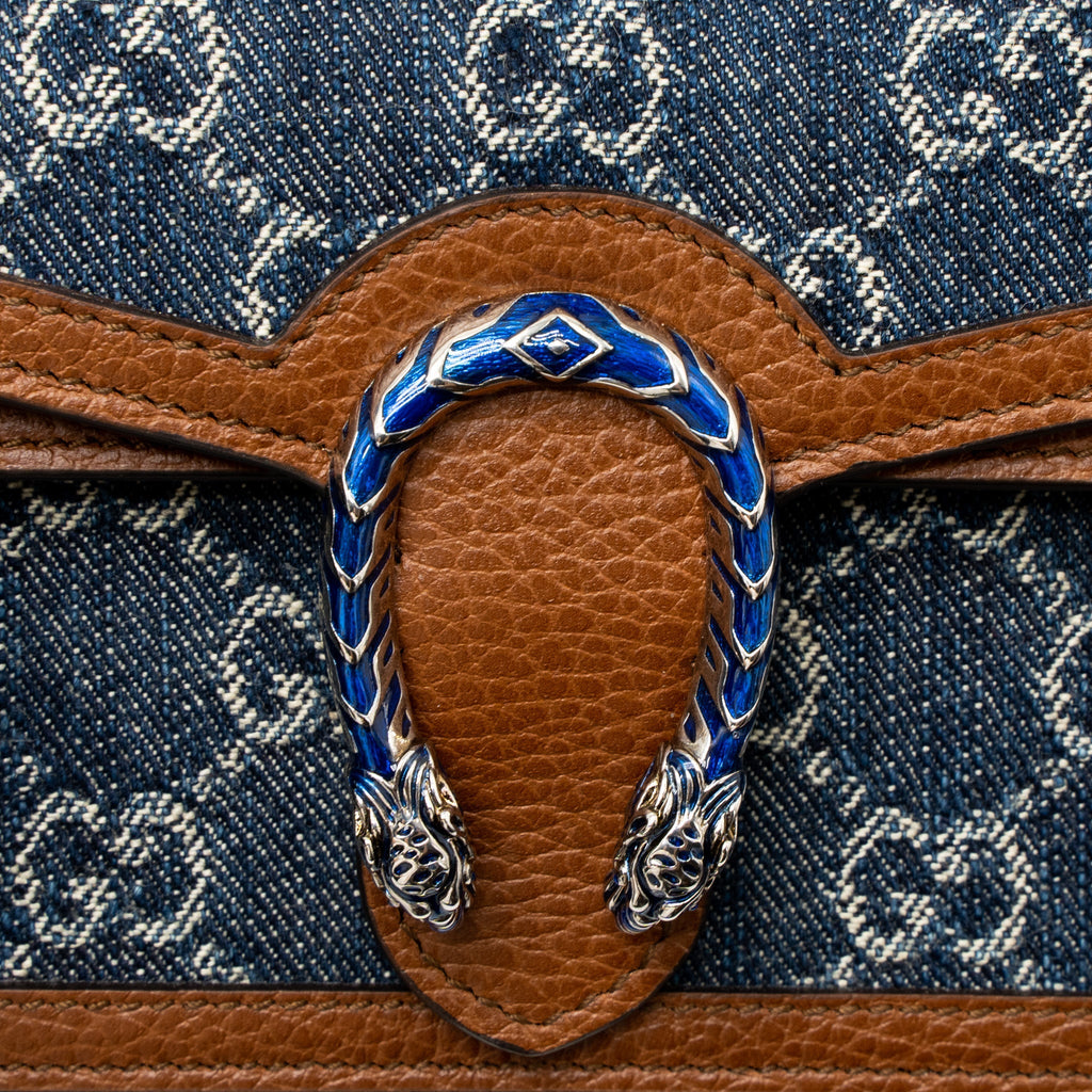 GUCCI SUPER MINI DIONYSUS GG SUPREME DENIM/CALFSKIN SHW