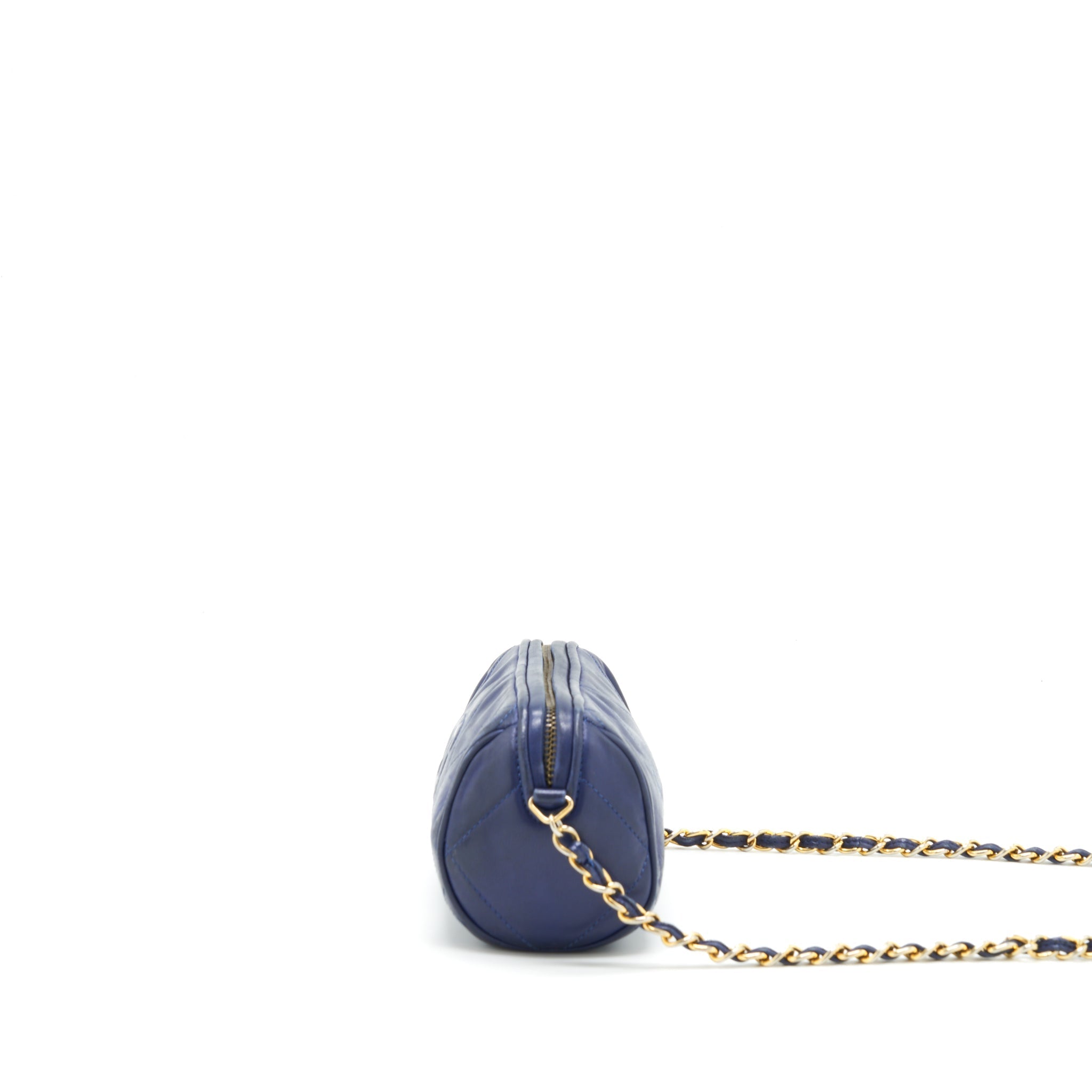 CHANEL VINTAGE BARREL BAG LAMBSKIN NAVY GHW