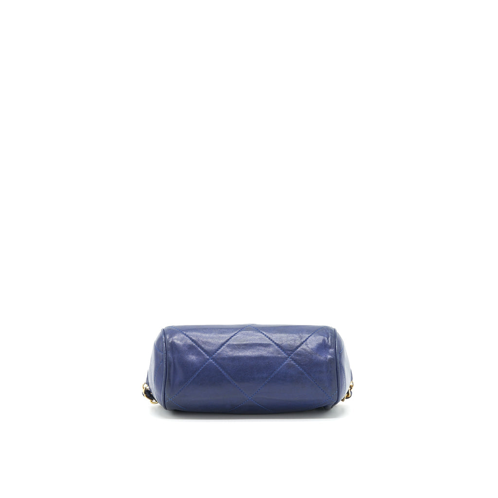 CHANEL VINTAGE BARREL BAG LAMBSKIN NAVY GHW