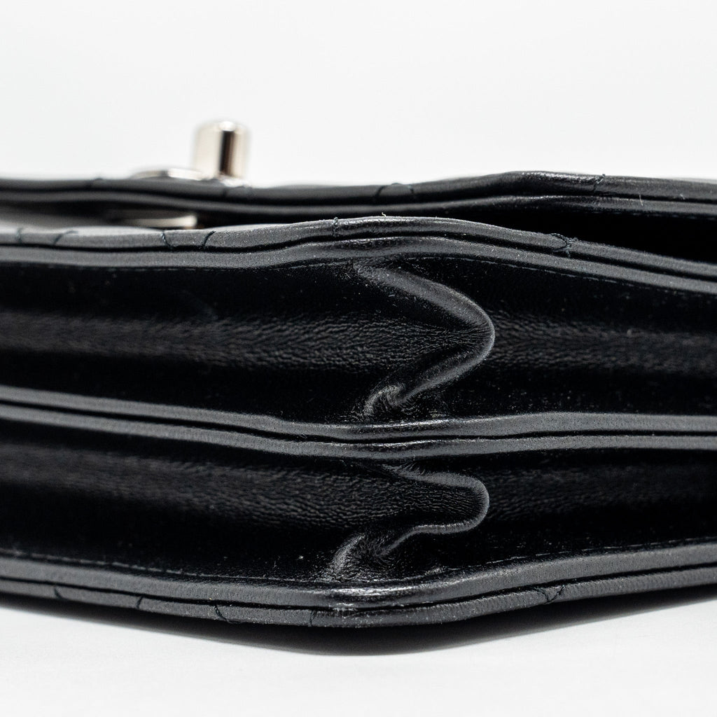 CHANEL TOP HANDLE MINI WALLET ON CHAIN FLAP BAG LAMBSKIN BLACK SHW (MICROCHIP)