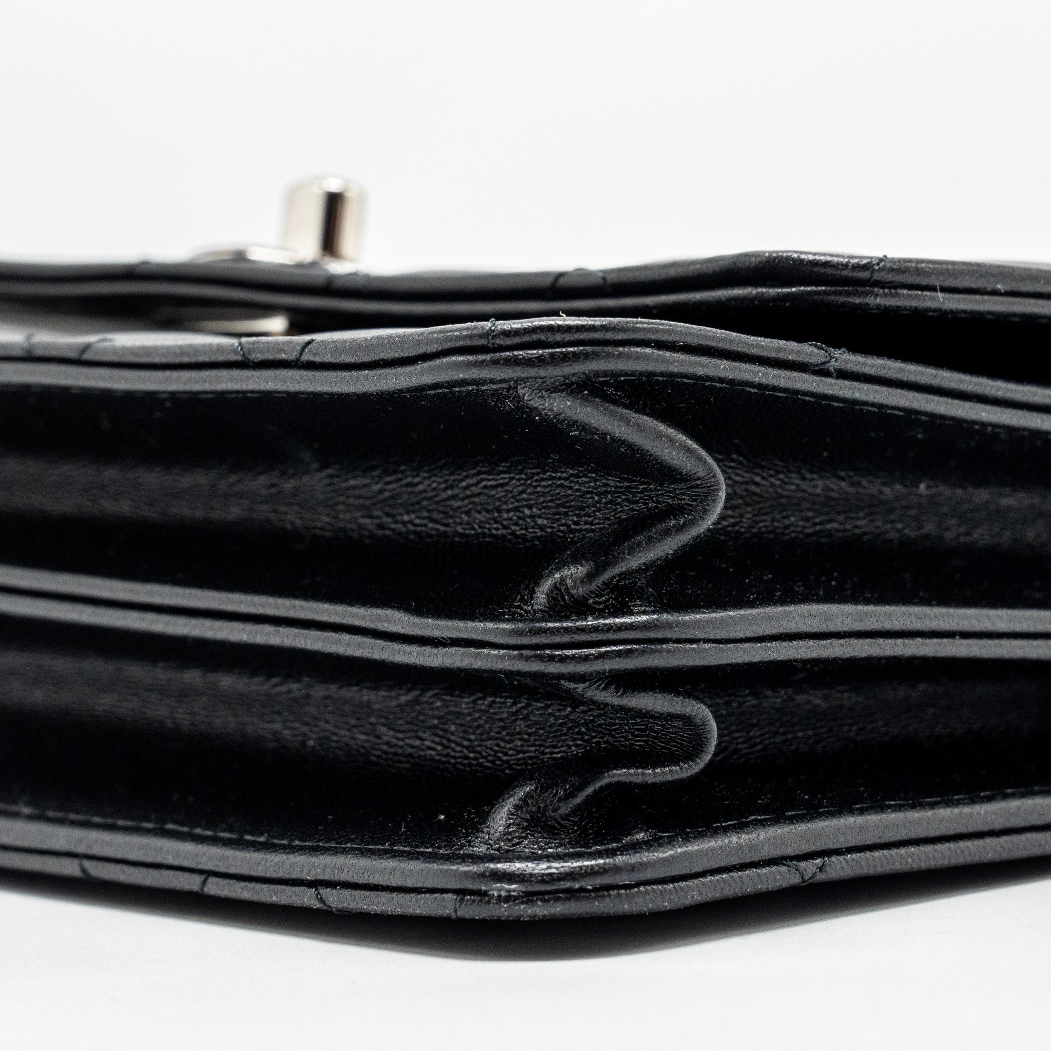 CHANEL TOP HANDLE MINI WALLET ON CHAIN FLAP BAG LAMBSKIN BLACK SHW (MICROCHIP)
