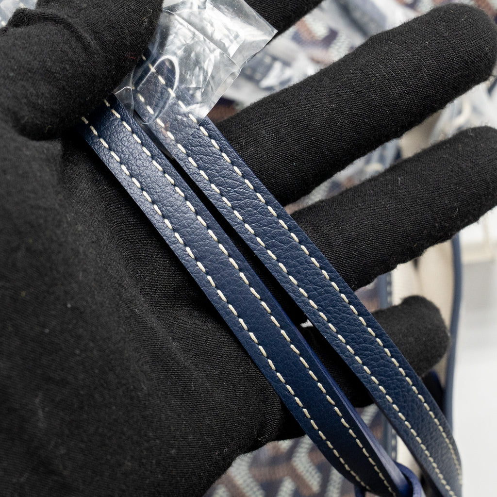 GOYARD SAINT LOUIS PM TOTE GOYARDINE CANVAS/CALFSKIN NAVY BLUE SHW