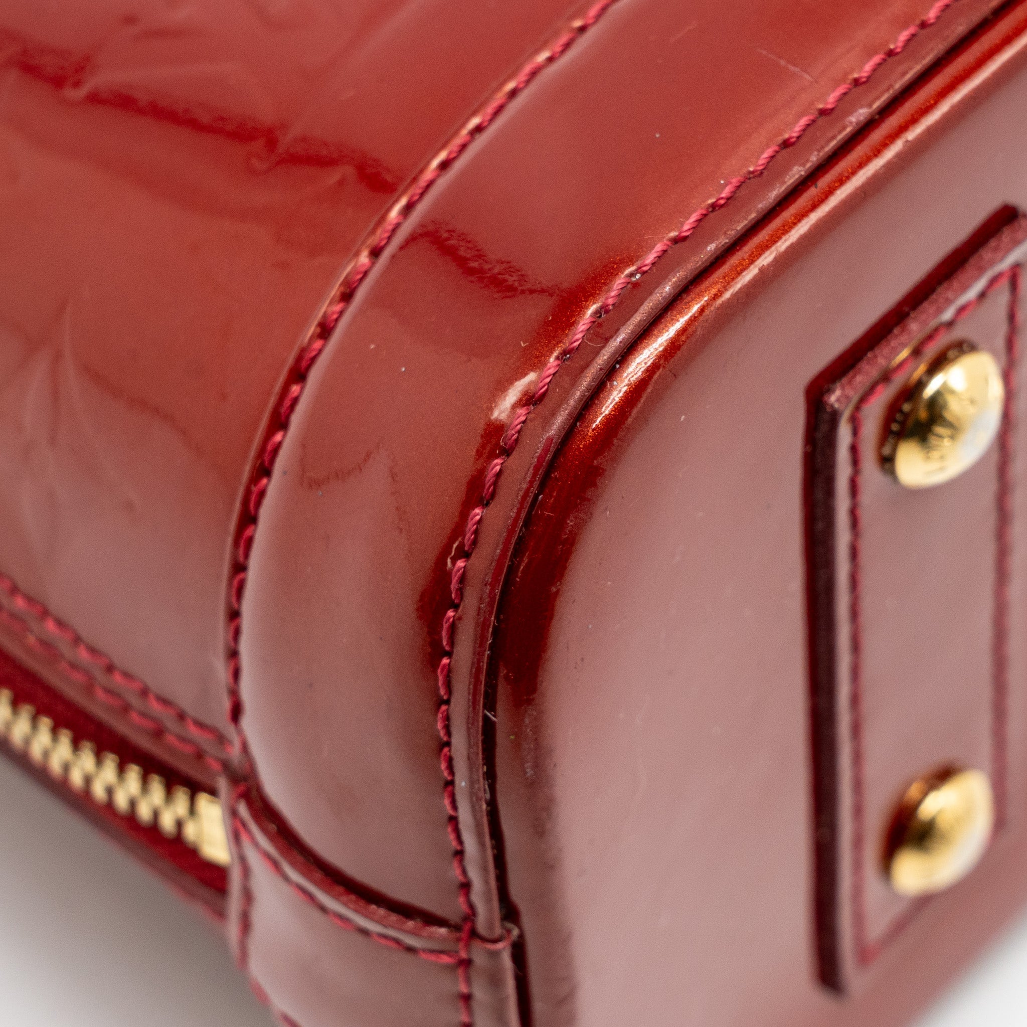 LOUIS VUITTON ALMA BB PATENT LEATHER RED GHW