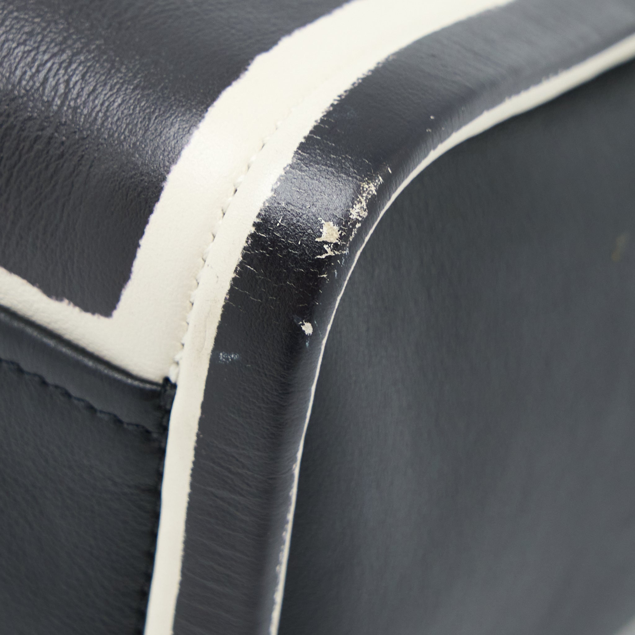 PRADA DOUBLE ZIP TOTE BAG CALFSKIN BLACK/WHITE SHW