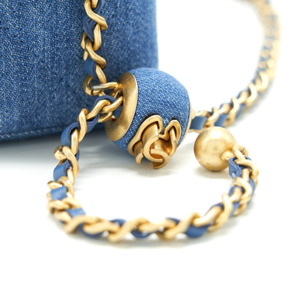 CHANEL 22C PEARL CRUSH DENIM MINI VANITY WITH CHAIN