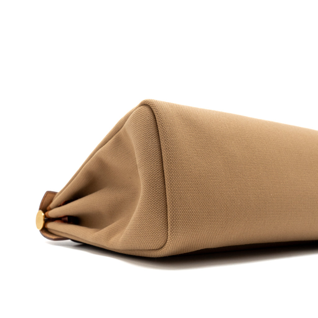 HERMES HERBAG 31 ZIP BAG CANVAS/VACHE HUNTER CHAI/ NATURAL SABLE/ FAUVE/ CUIVRE GHW