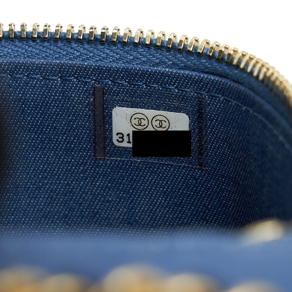 CHANEL 22C PEARL CRUSH MINI VANITY WITH CHAIN DENIM GHW