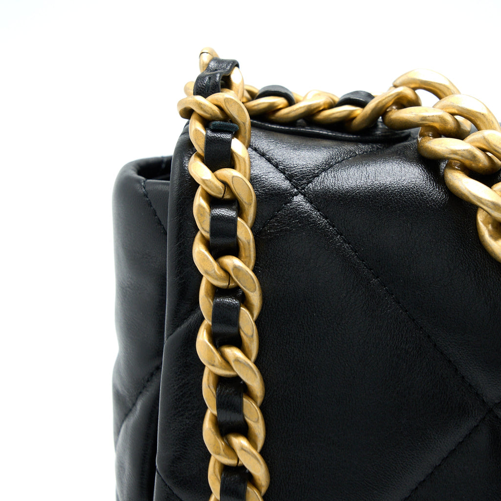CHANEL MEDIUM 19 BAG GOATSKIN BLACK MULTICOLOUR HARDWARE