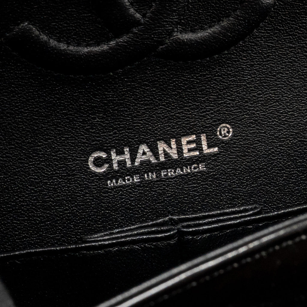 CHANEL MEDIUM CLASSIC DOUBLE FLAP BAG PATENT SO BLACK