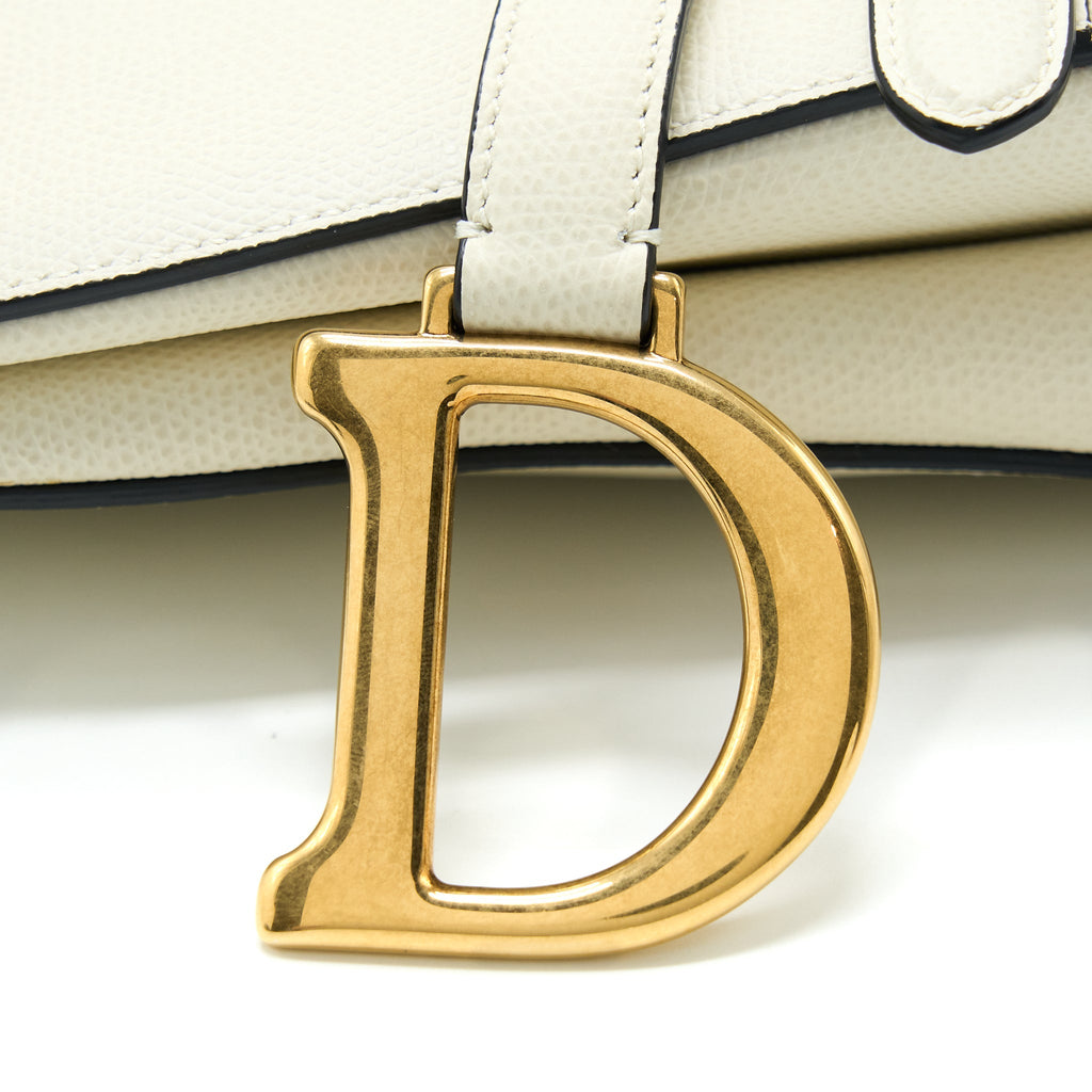 DIOR MEDIUM SADDLE BAG CALFSKIN WHITE GHW