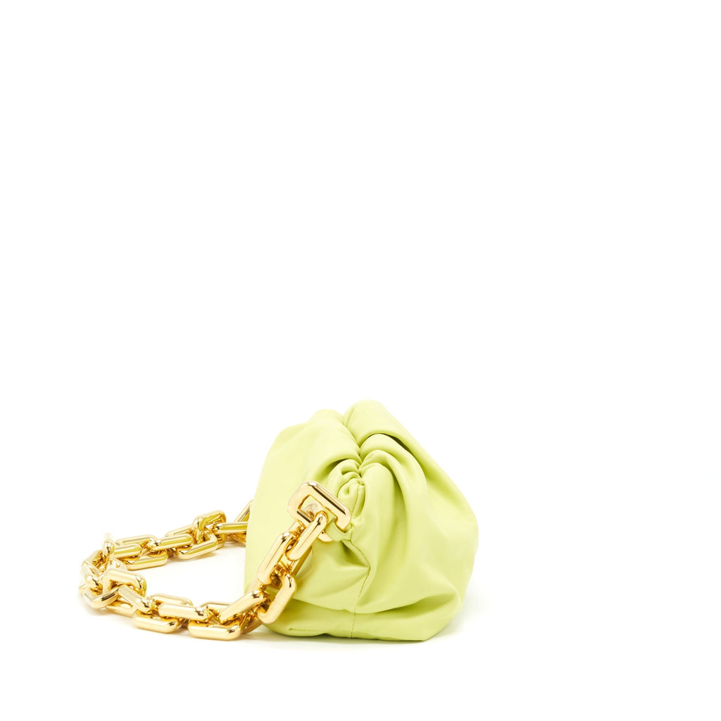 BOTTEGA VENETA CHAIN POUCH CALFSKIN LIGHT GREEN GHW