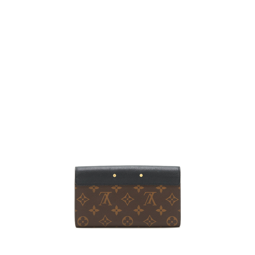 LOUIS VUITTON LONG WALLET BLACK/MONOGRAM CANVAS GHW