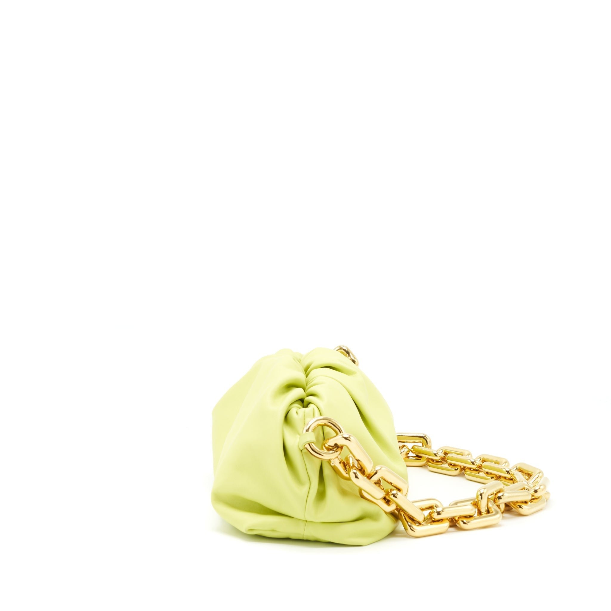 BOTTEGA VENETA CHAIN POUCH CALFSKIN LIGHT GREEN GHW