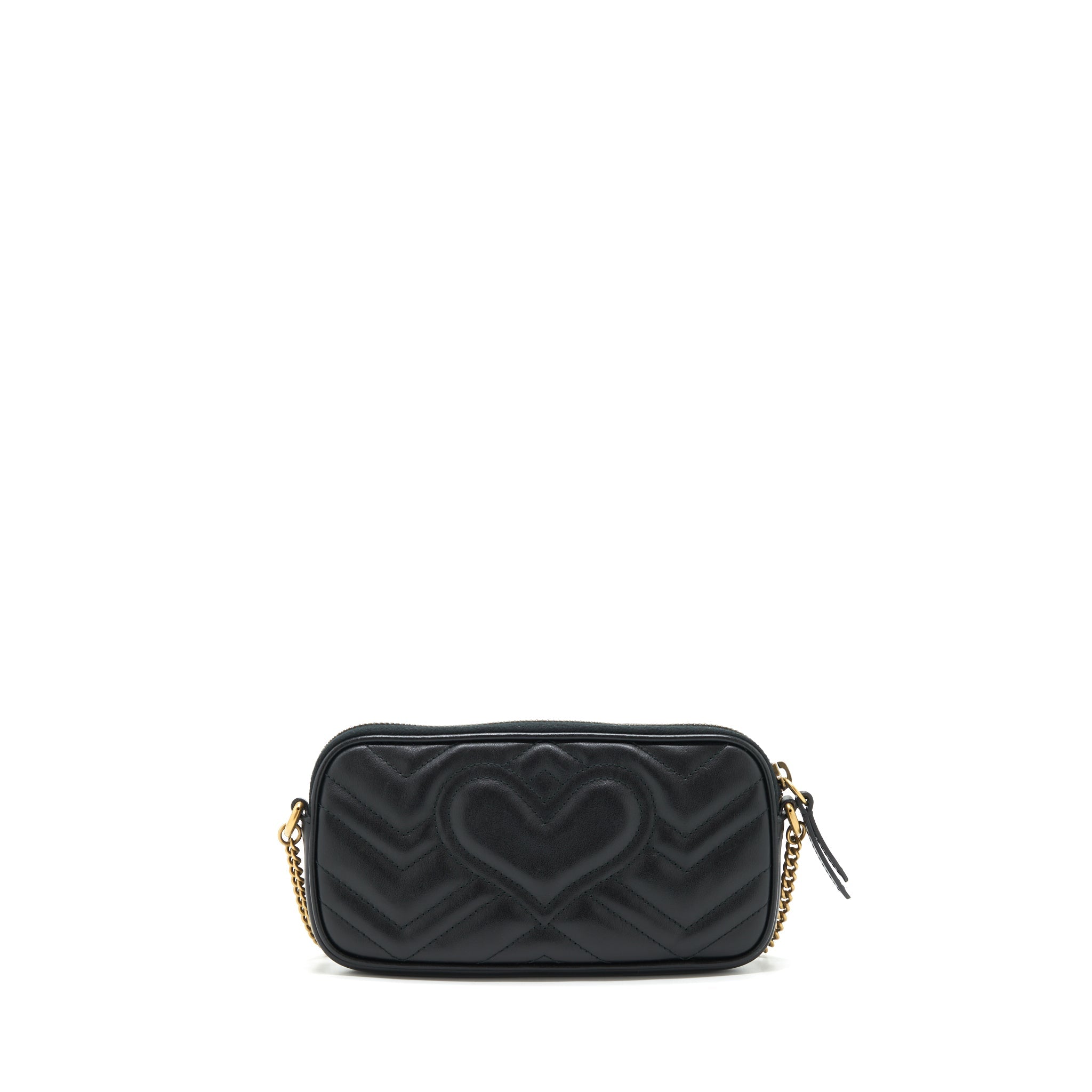 GUCCI GG MARMONT SMALL POUCH WITH CHAINS BLACK GHW