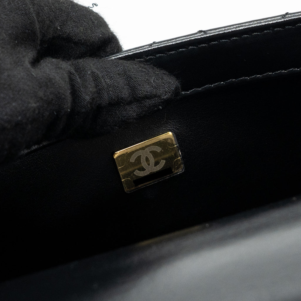 CHANEL 24C GOLD CRUSH MINI FLAP BAG CALFSKIN BLACK GHW (MICROCHIP)