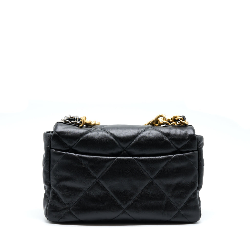CHANEL MEDIUM 19 BAG GOATSKIN BLACK WITH MULTICOLOUR HARDWARE