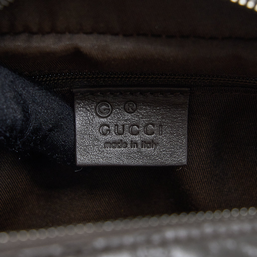 GUCCI GG PRINT POUCH CALFSKIN DARK BROWN SHW