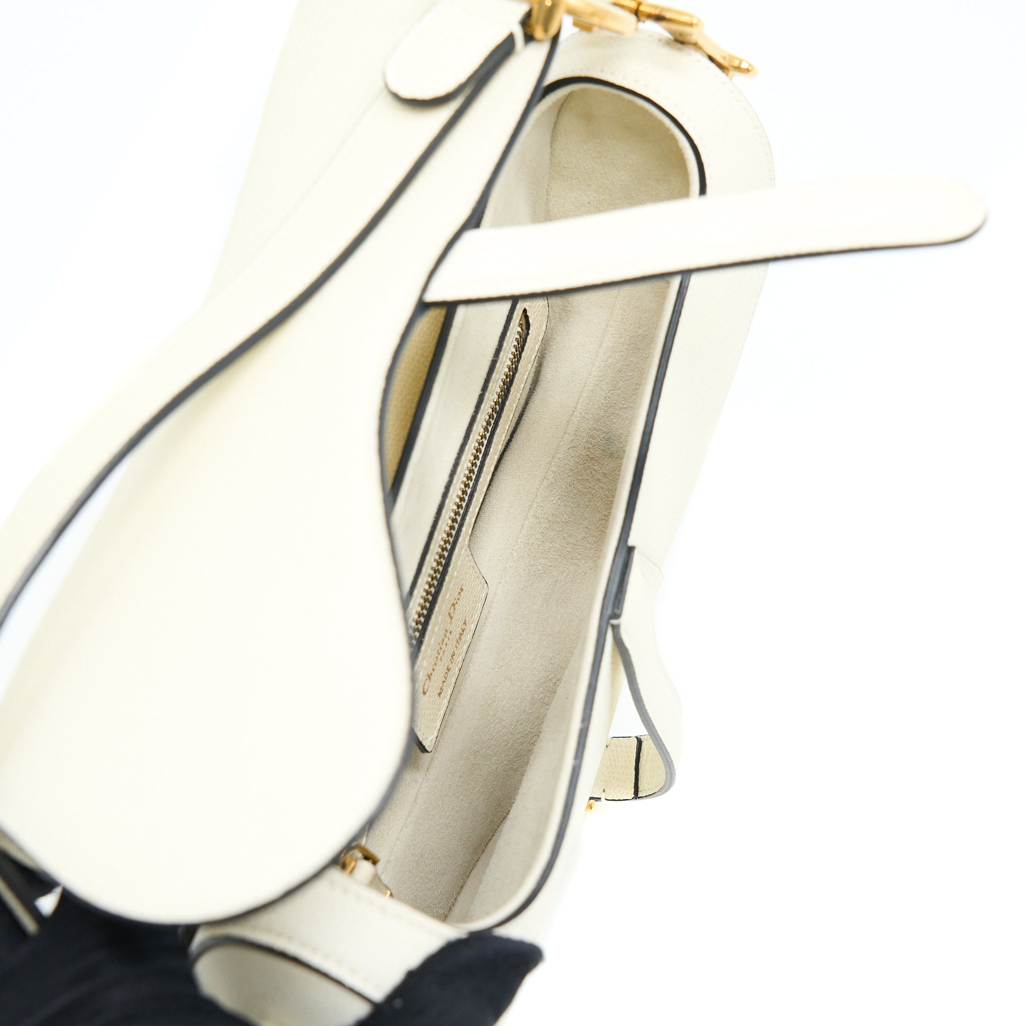 DIOR MEDIUM SADDLE BAG CALFSKIN WHITE GHW
