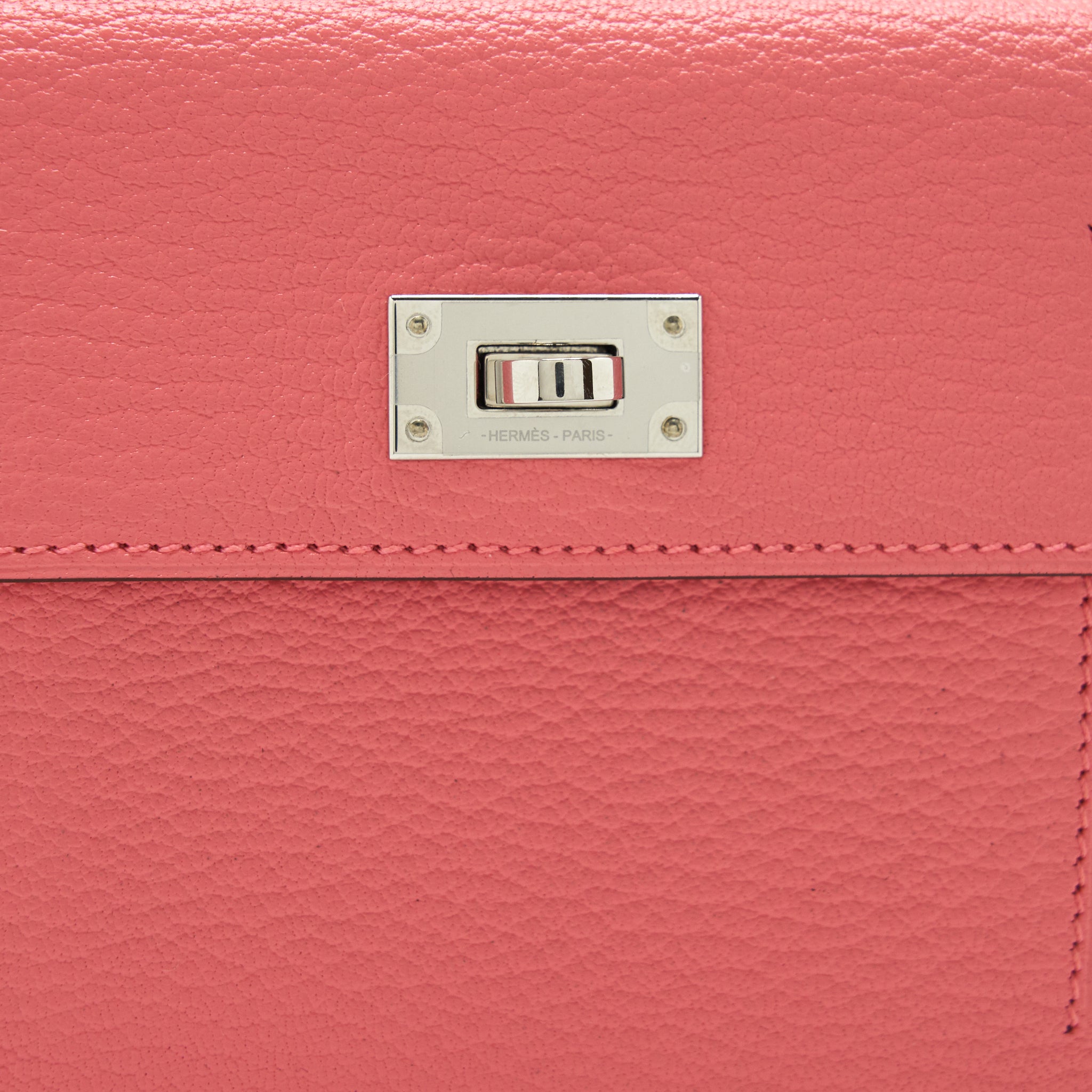HERMES KELLY POCKET COMPACT WALLET CHEVRE MYSORE ROSE ETE SHW