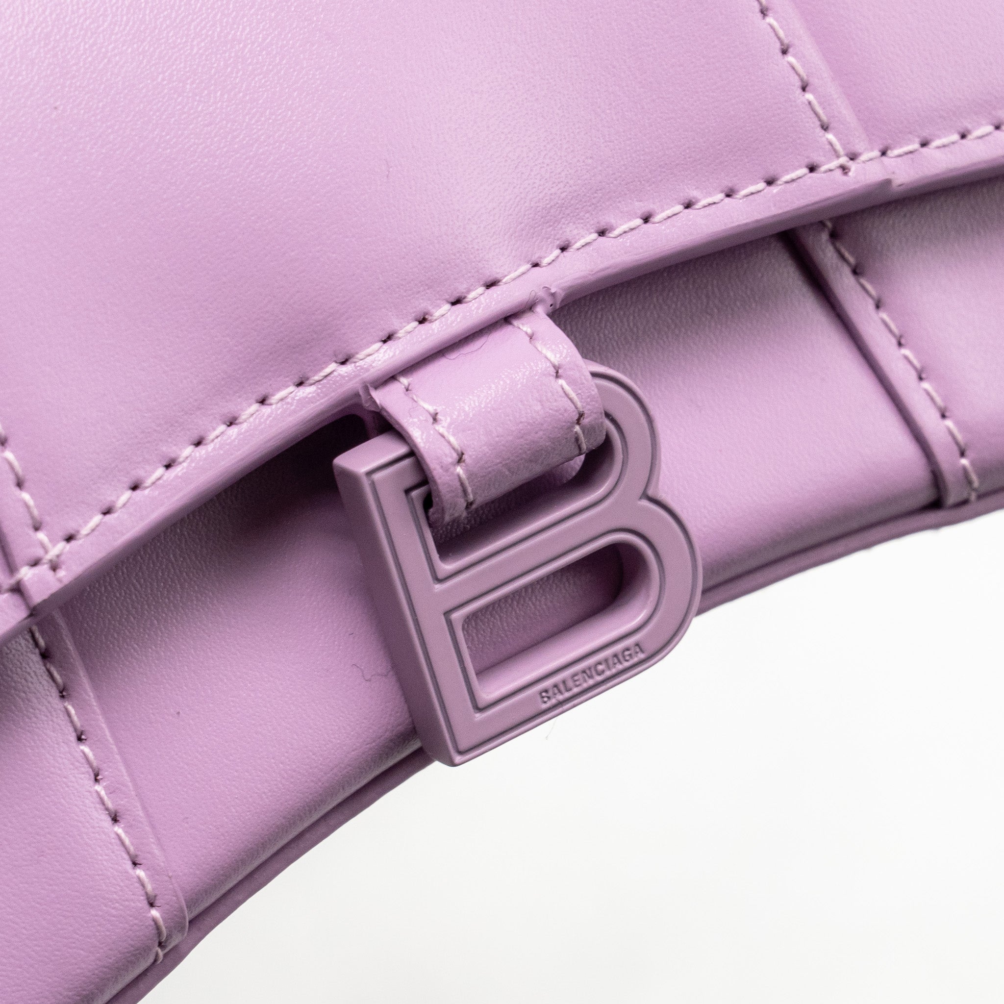 BALENCIAGA MINI HOURGLASS BAG CALFSKIN LIGHT PURPLE SHW