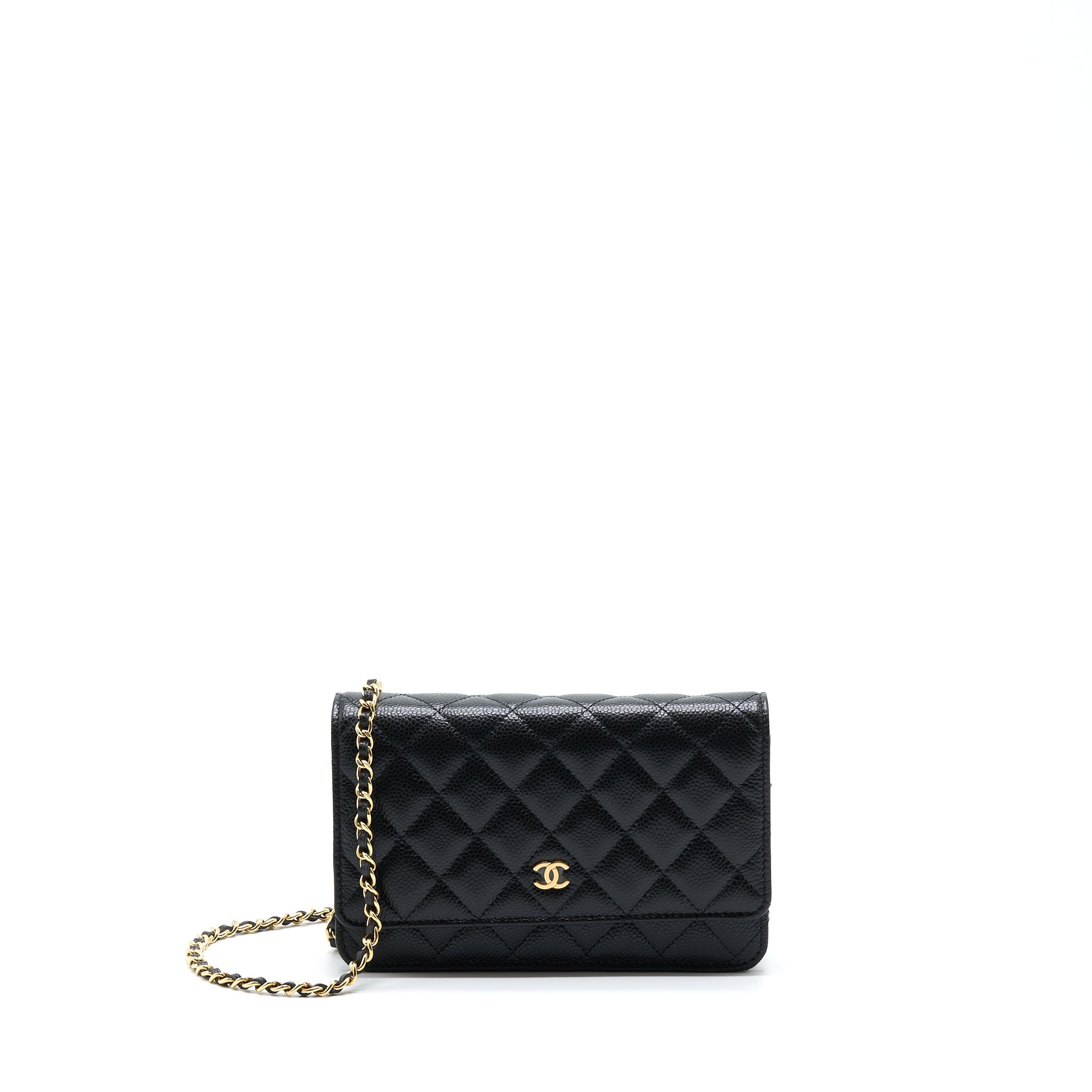 CHANEL CLASSIC WALLET ON CHAIN CAVIAR BLACK GHW (MICROCHIP)