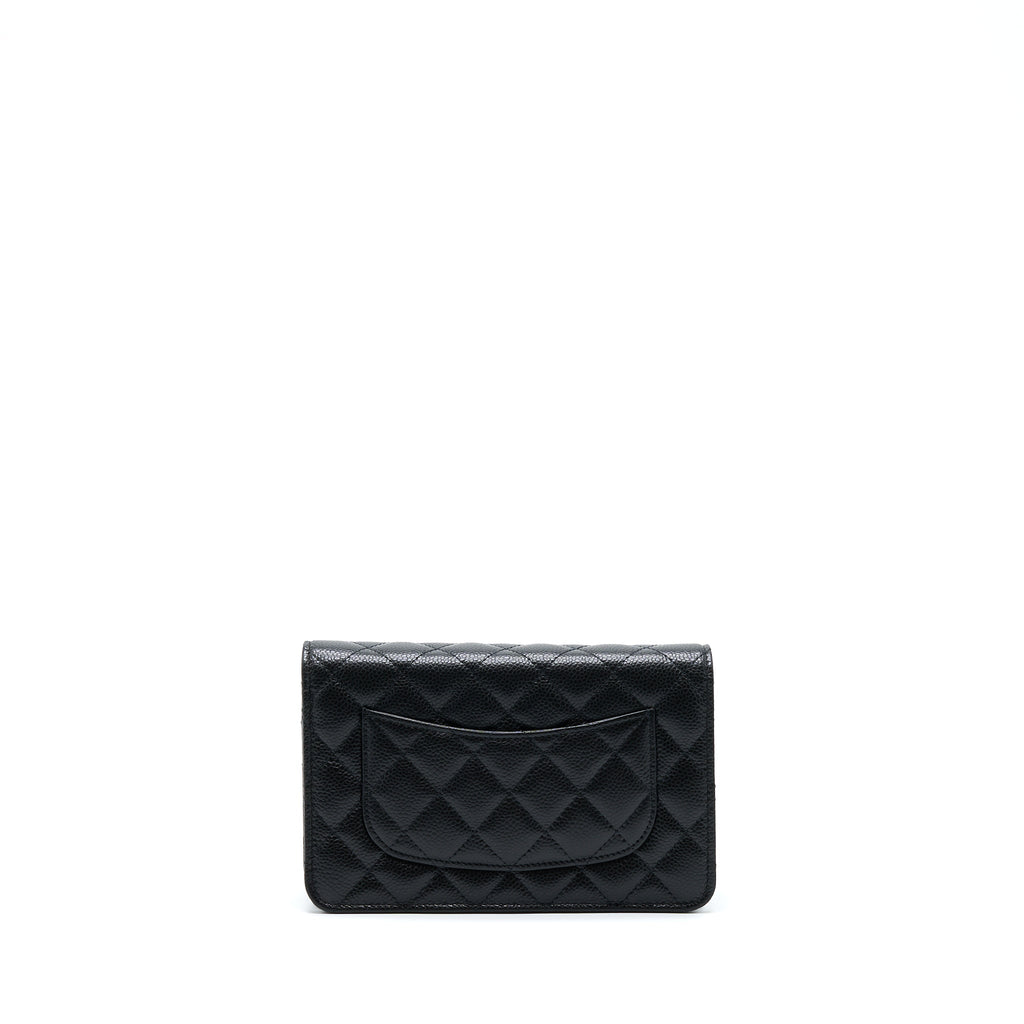 CHANEL CLASSIC WALLET ON CHAIN CAVIAR BLACK GHW (MICROCHIP)