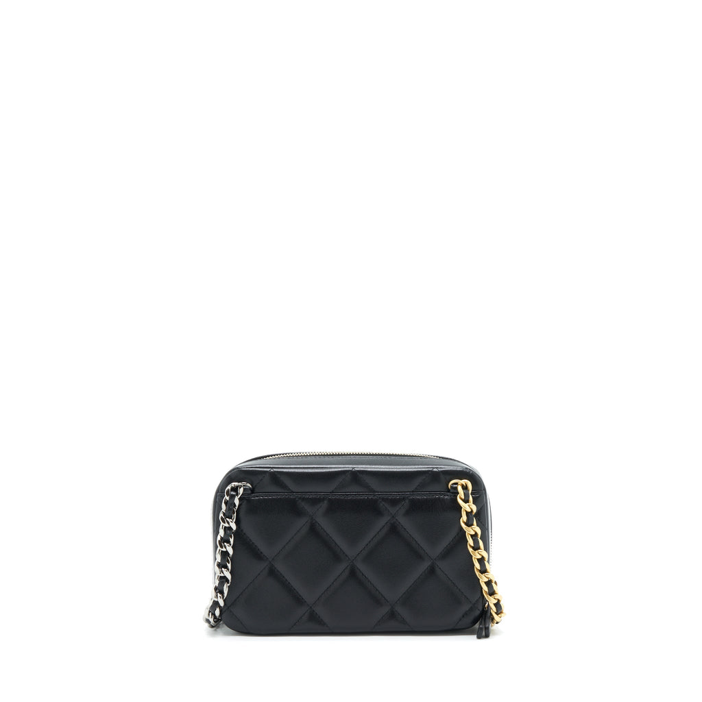 CHANEL 19 CAMERA BAG LAMBSKIN BLACK WITH GOLD/SLIVER HARDWARE