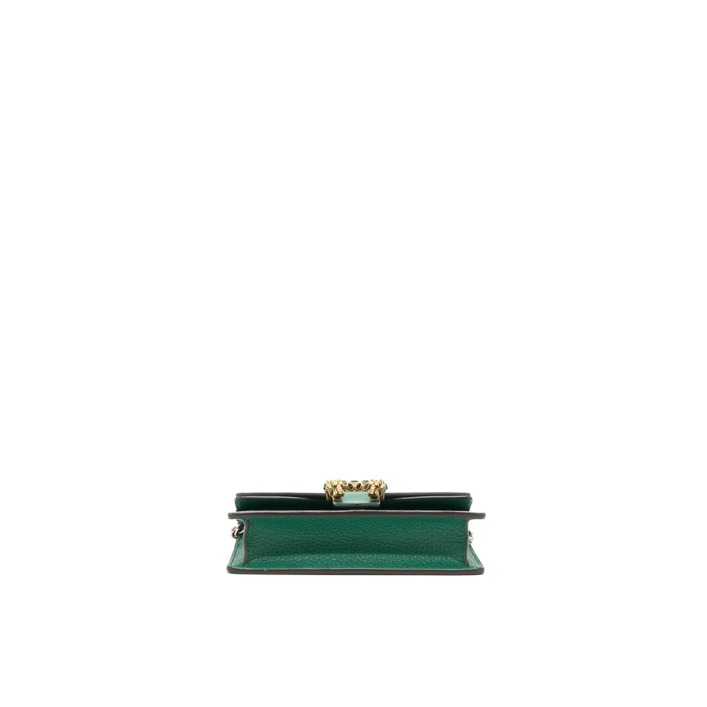 GUCCI DIONYSUS SUPER MINI BAG GREEN RUTHENIUM GOLD/SLIVER HARDWARE