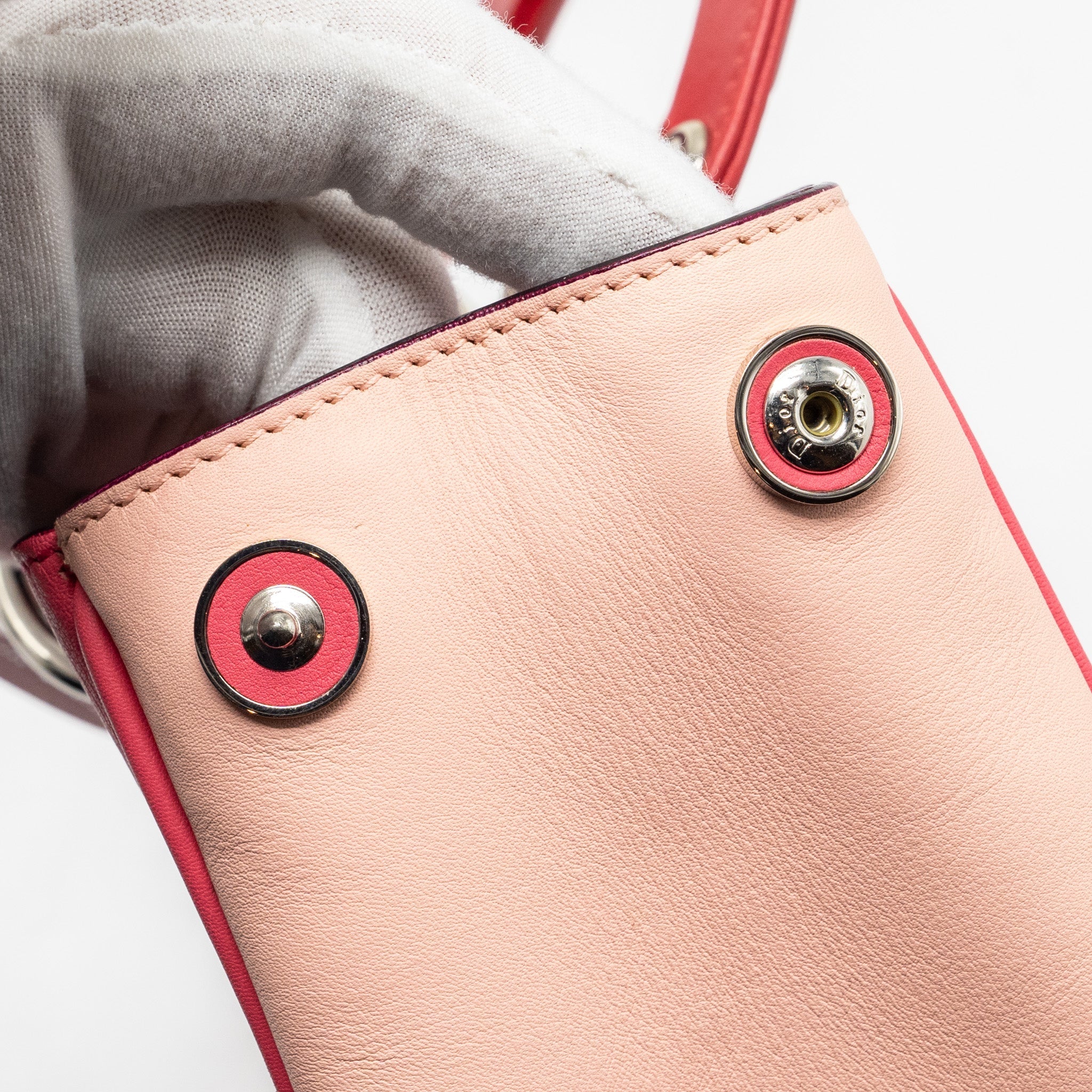 DIOR MINI DIORISSIMO TOTE BAG CALFSKIN DARK PINK/LIGHT PINK SHW
