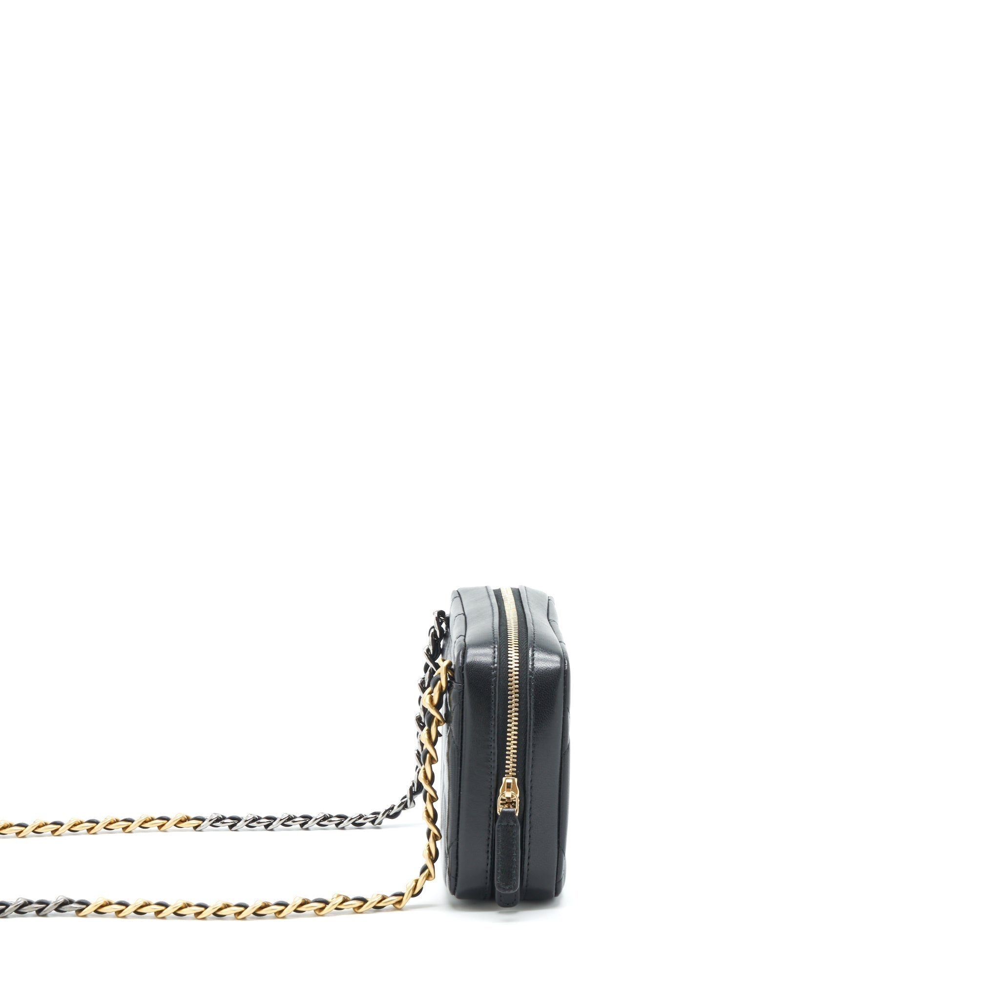 CHANEL 19 CAMERA BAG LAMBSKIN BLACK WITH GOLD/SLIVER HARDWARE