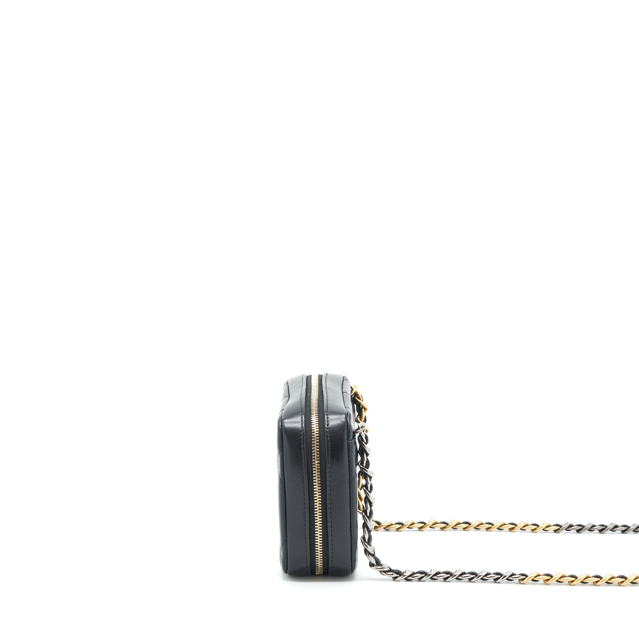 CHANEL 19 CAMERA BAG LAMBSKIN BLACK WITH GOLD/SLIVER HARDWARE