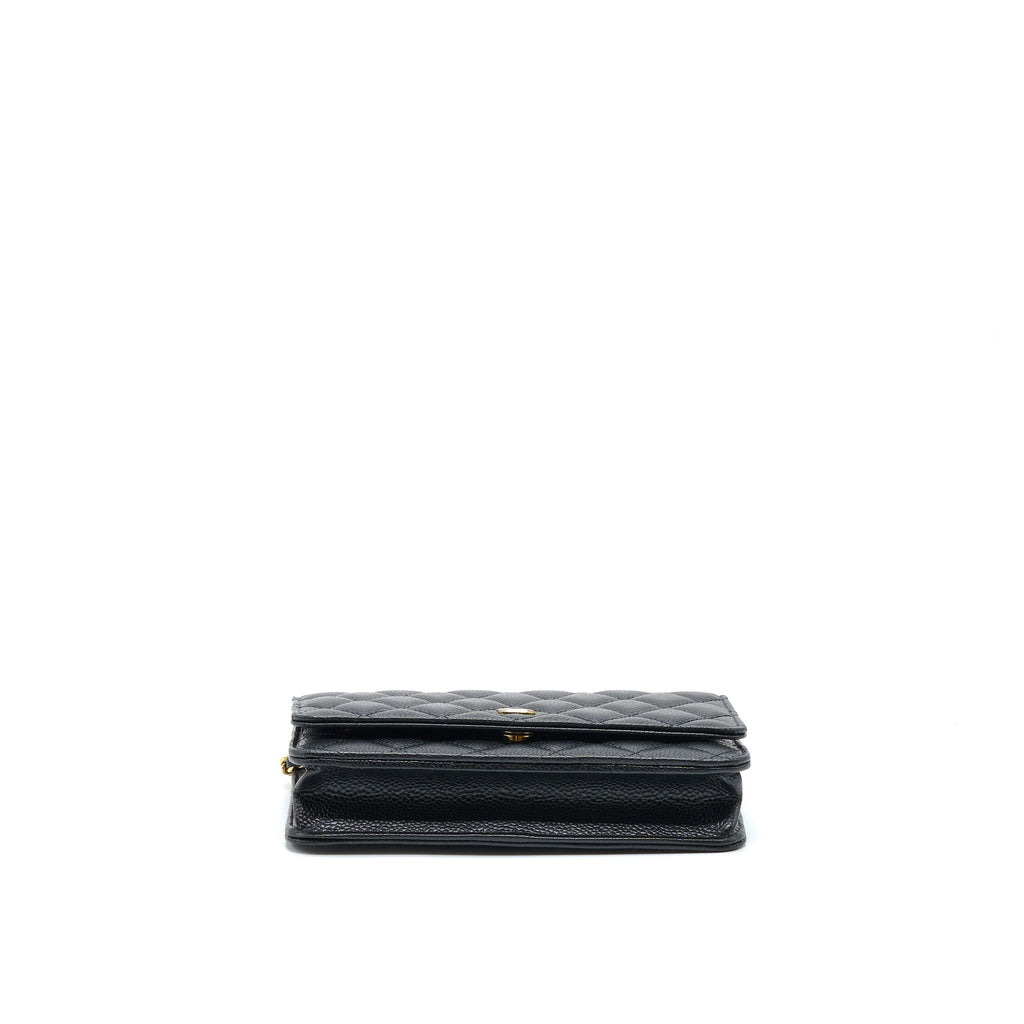CHANEL CLASSIC WALLET ON CHAIN CAVIAR BLACK GHW (MICROCHIP)